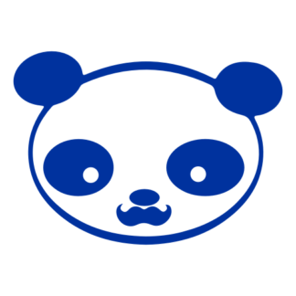 Young Panda Funny Moustache Decal (Blue)
